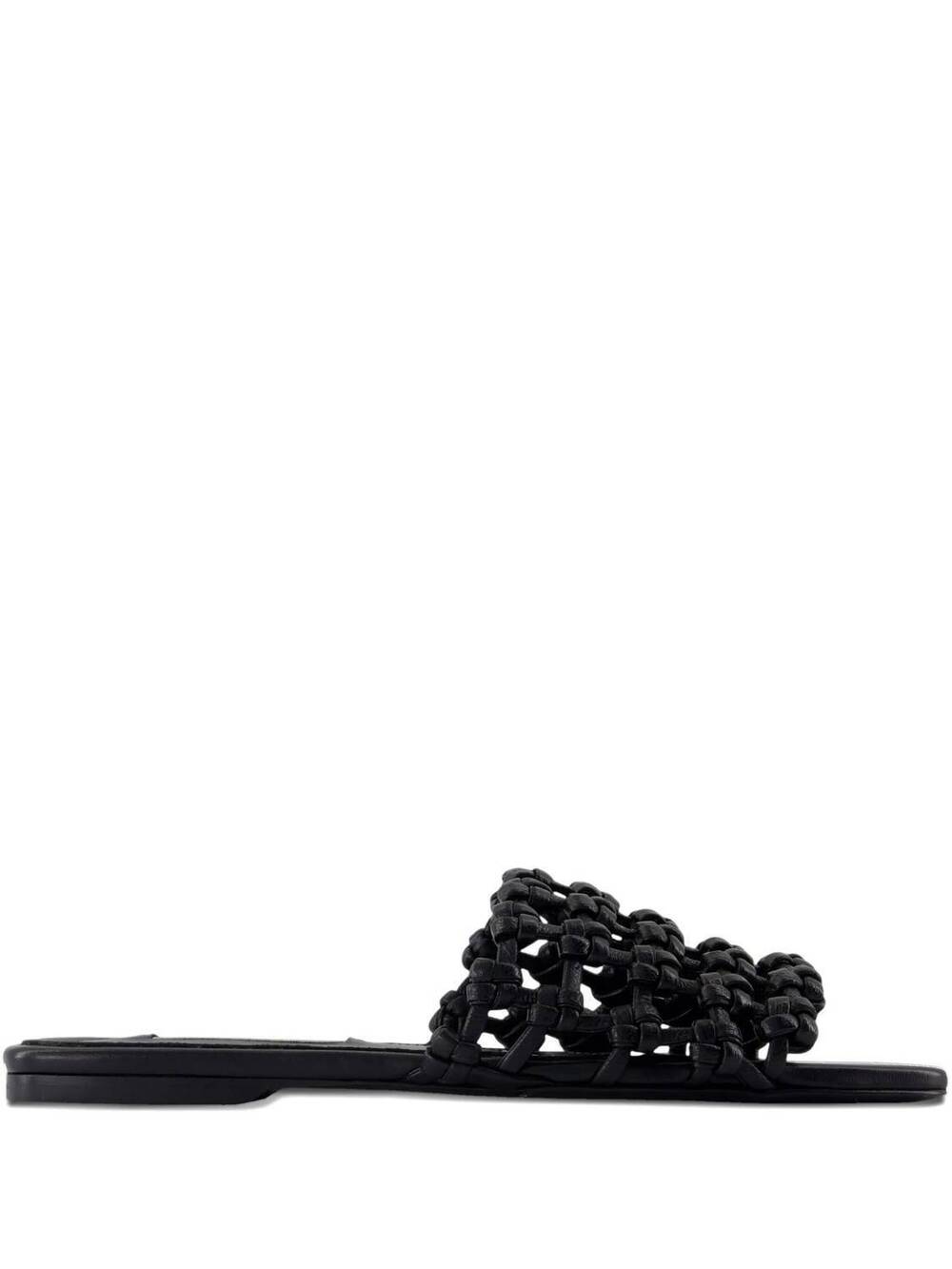 NEW TOTEME women's braided leather bandeau slide in black